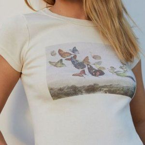 NEW Brandy Mellville John Galt Butterfly Crop Top